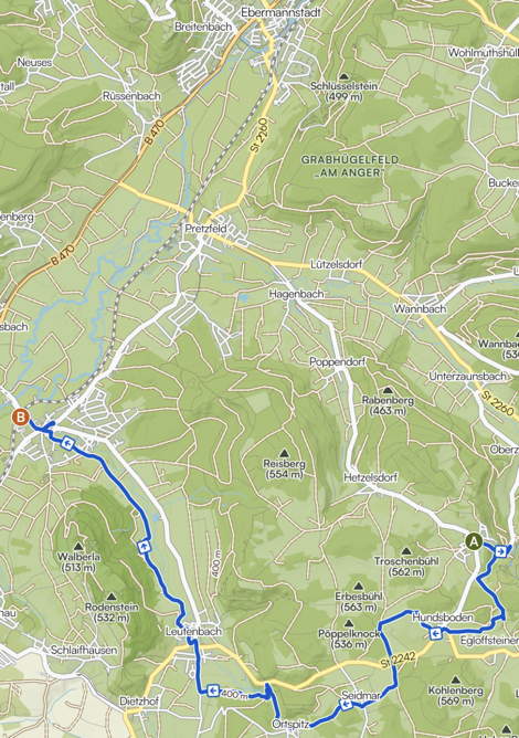 Landkarte Hundshaupten Kirchehrenbach