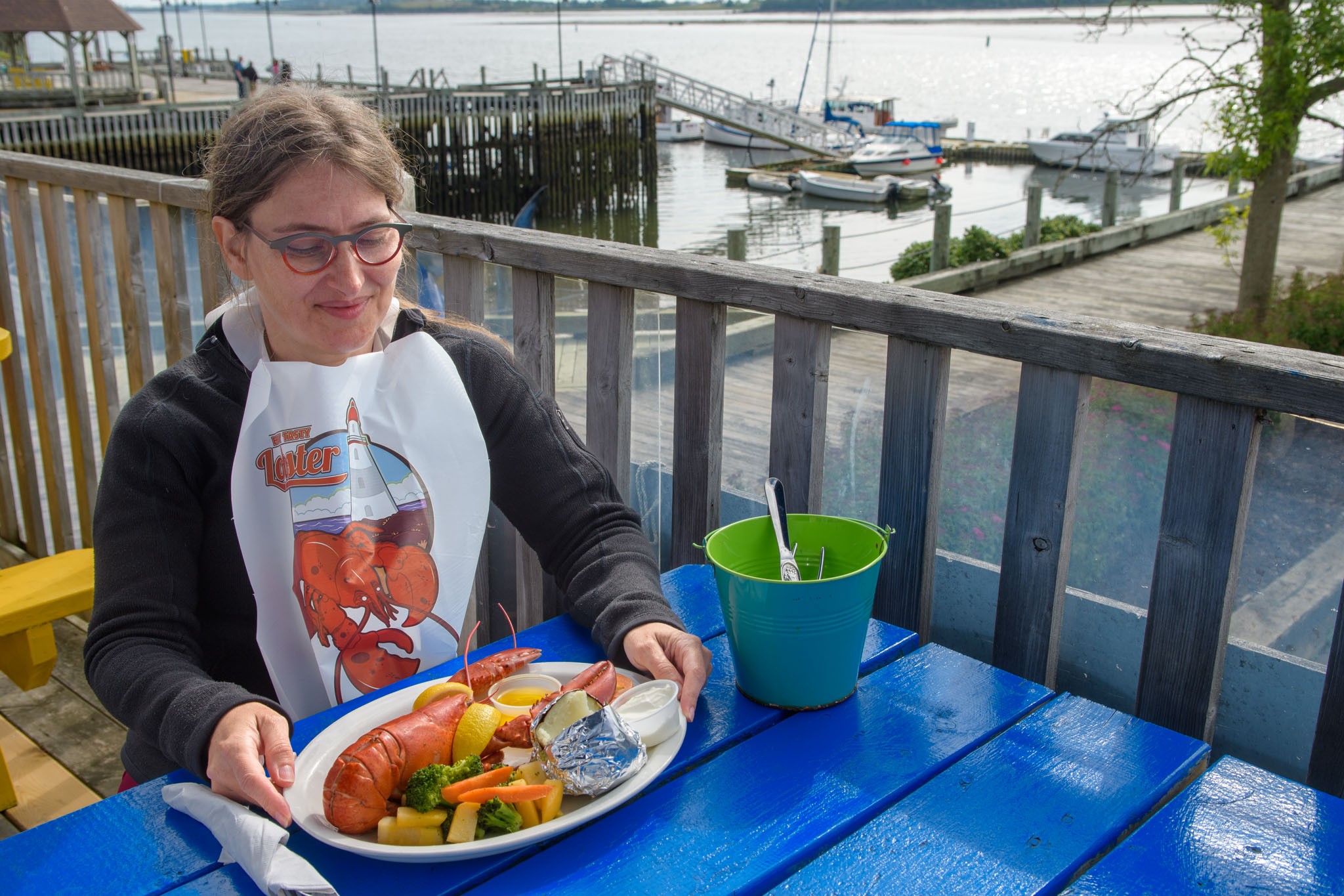 Mia mit Lobster in Yarmouth