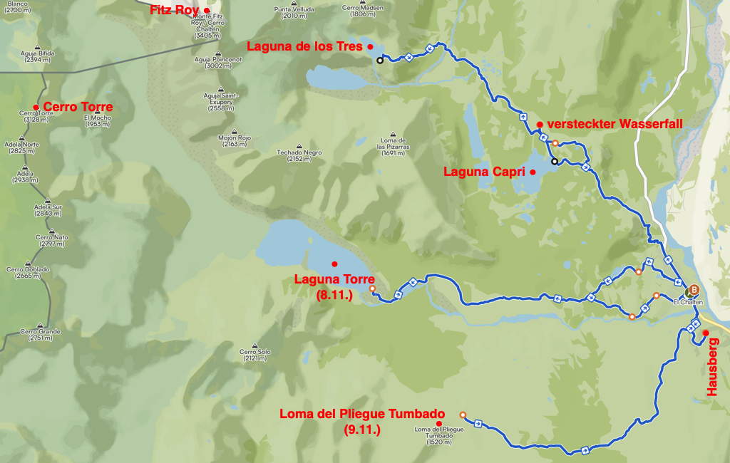 Landkarte 4b Wanderungen Chalten